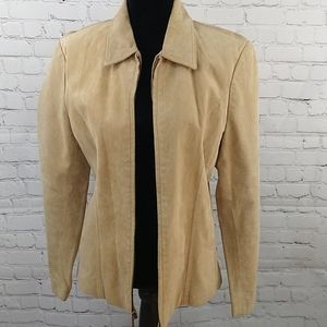 Vintage Siena Tan Suede Blazer Zippered Jacket